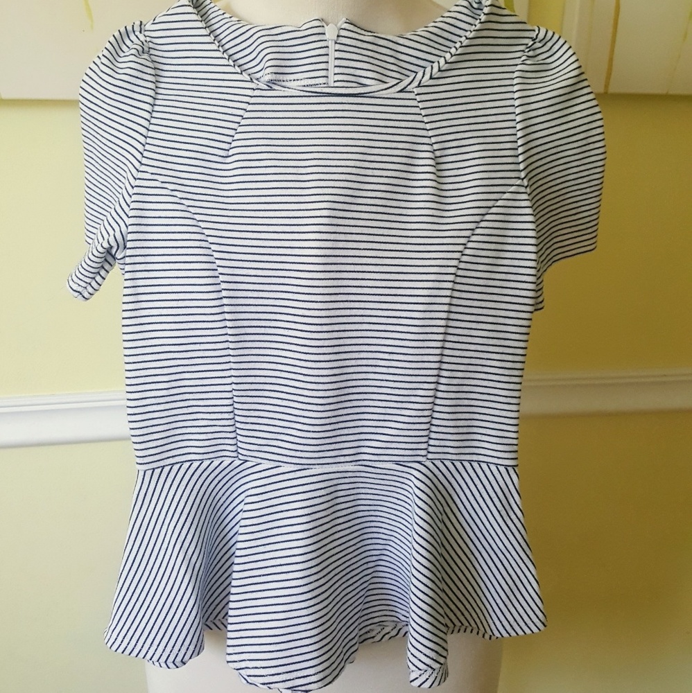 Girls Black and White Peplum Top